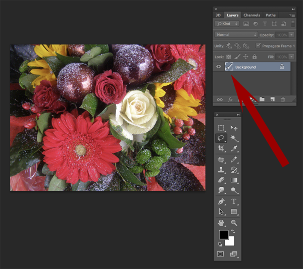 skärmdump som illustrerar layer palette-verktyget i Adobe Photoshop.