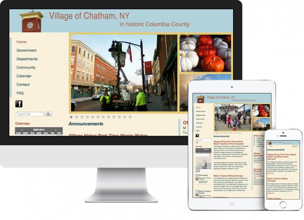 Village of Chatham, New York website on desktop, tablet and phone