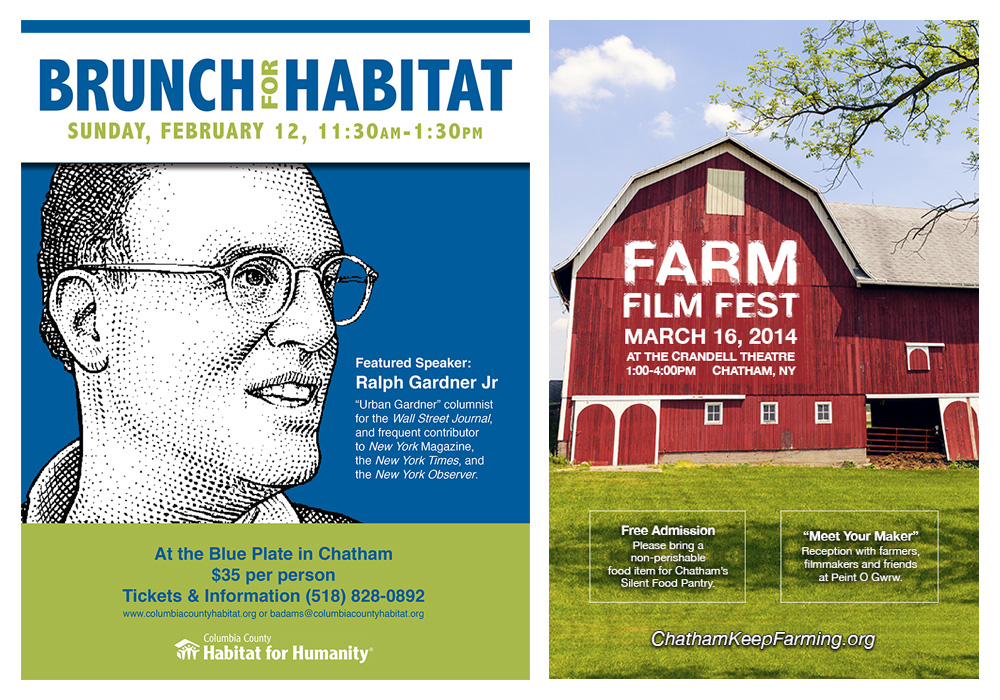 Posters for Columbia County Habitat for Humanity and Chatham Keep Farming - designed by Trevellyan.biz, Columbia County, NY graphic designer