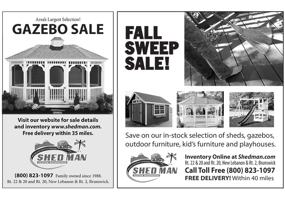 Print ads for Shed Man - designed by Trevellyan.biz, Columbia County, NY graphic designer