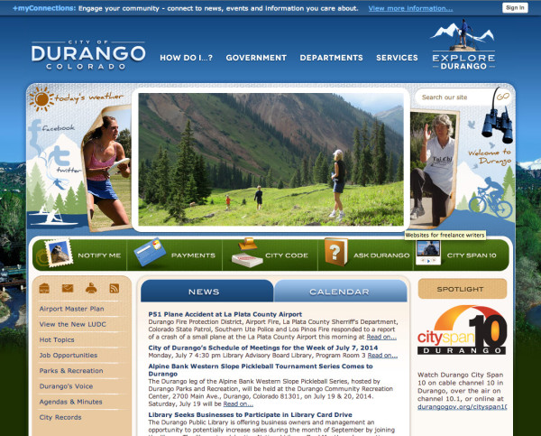City of Durango, CO website homepage