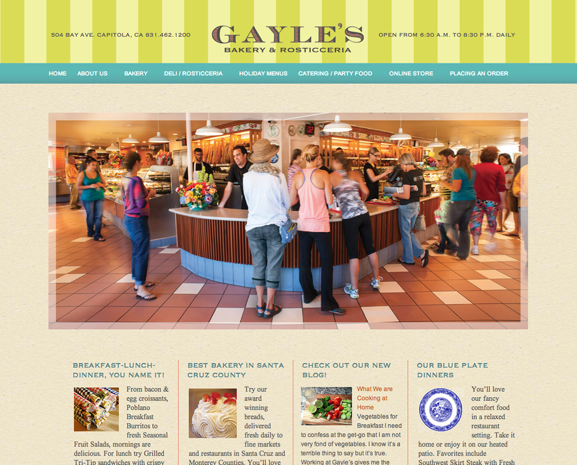 Gayle's Bakery website homepage