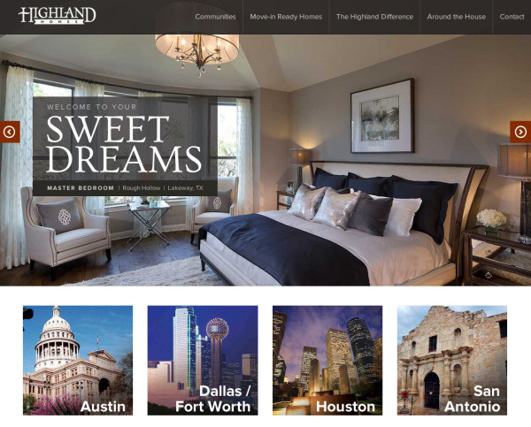 Highland Homes website homepage