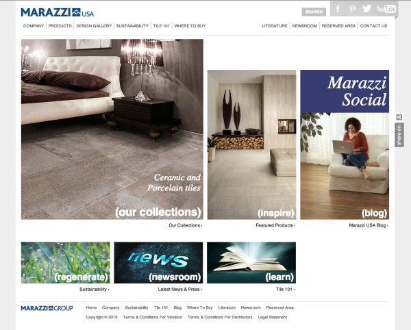 Marazzi website homepage