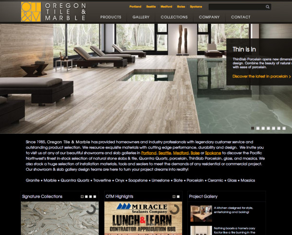Oregon Tile website homepage