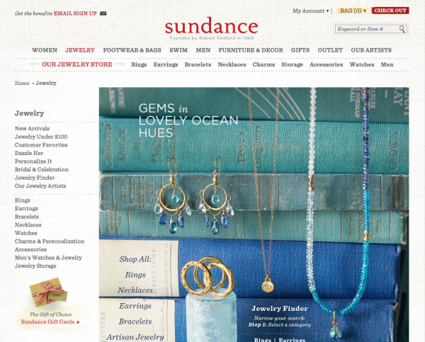 Sundance website jewelry page