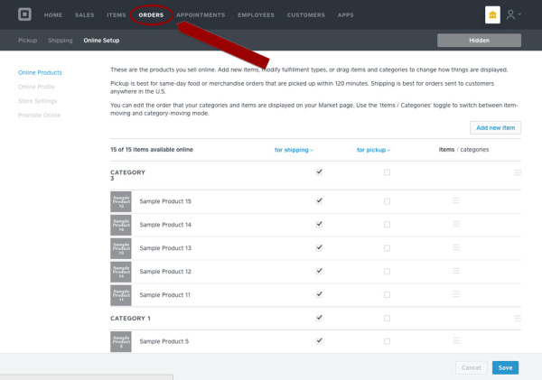 How To Reorder Items In Square Marketplace Store  Click on the Orders tab at the top of the dashboard page