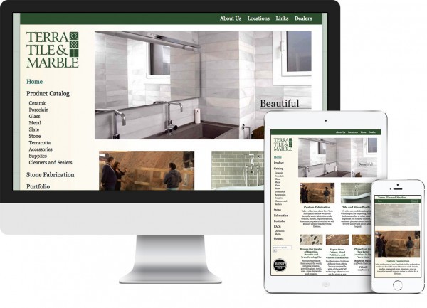 Terra Tile and Marble website on desktop, tablet and phone