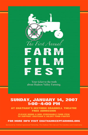 The poster announcing the very first year of the Farm Film Festival , 2006