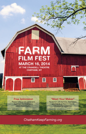 The poster announcing the sixth year of the Farm Film Festival , 2014