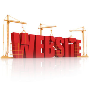 Illustration of the word "Website" with cranes hoisting letters into place