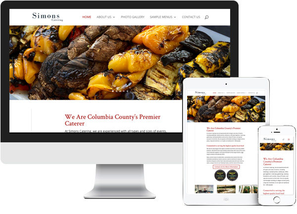 Simons Catering website on desktop, tablet and phone