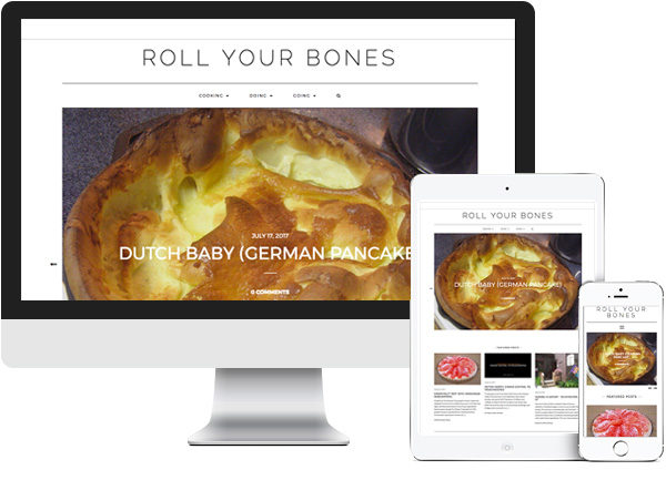 Roll Your Bones website on desktop, tablet and phone