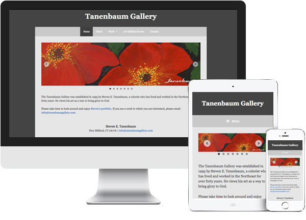 Tanenbaum Gallery website on desktop, tablet and phone