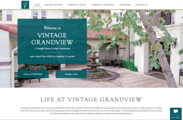Vintage Grandview Assisted Living Website
