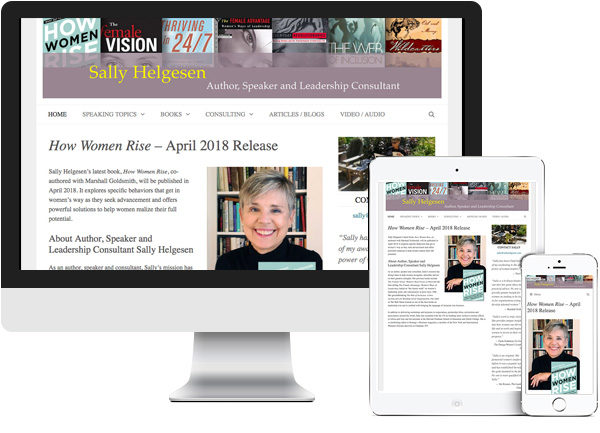 Sally Helgesen website on desktop, tablet and phone