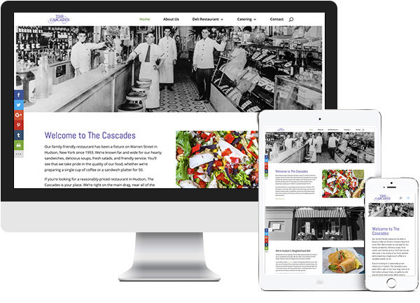 The Cascades website on desktop, tablet and phone