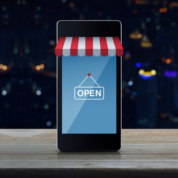 smart phone illustration about selling online
