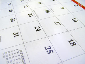 A paper desk calendar
