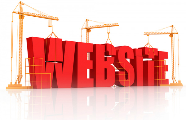 Illustration of the word "website" as if it was a construction project