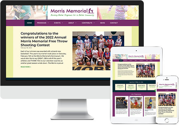Morris Memorial website on desktop, tablet and phone