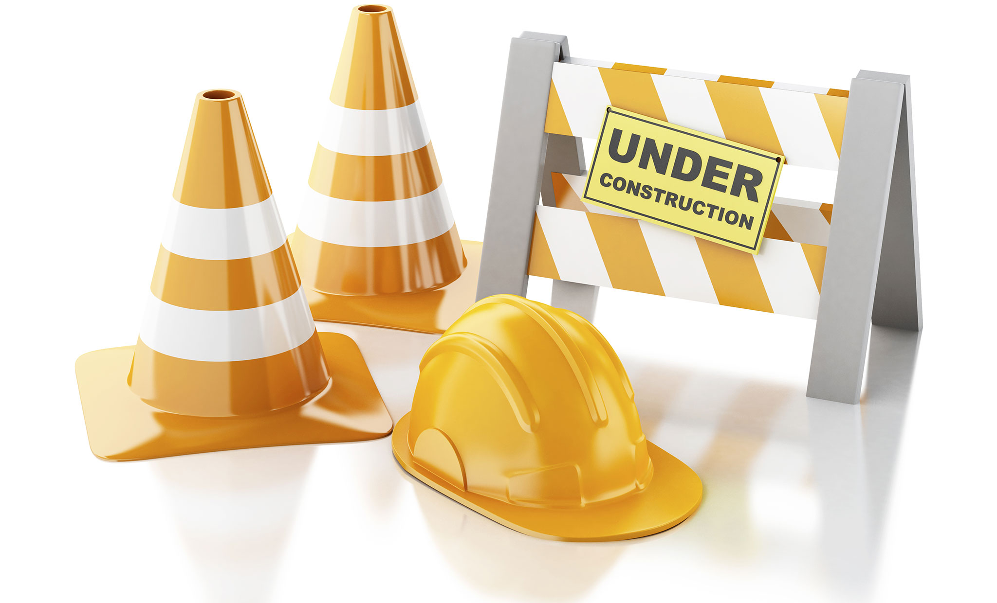 Why building your own website won't save you money illustration of a hard hat and construction warning cones